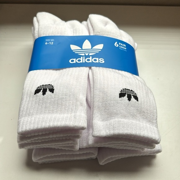 New Adidas Socks Package Men’s 6 Pair White Crew Socks Casual Athletic Sz 6-12 - Picture 2 of 12